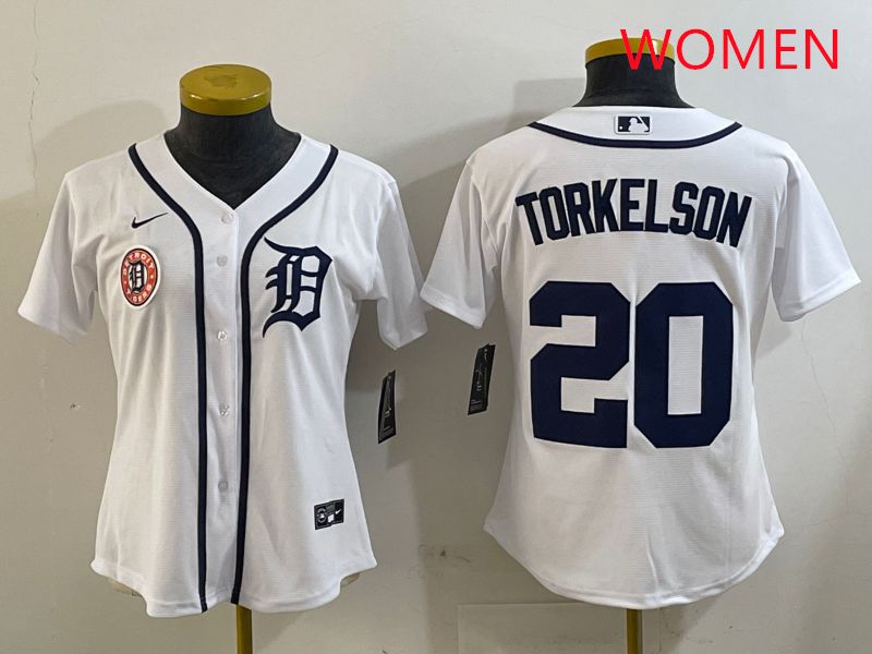 Women Detroit Tigers #20 Torkelson White Game 2025 Nike MLB Jersey style 3->women mlb jersey->Women Jersey